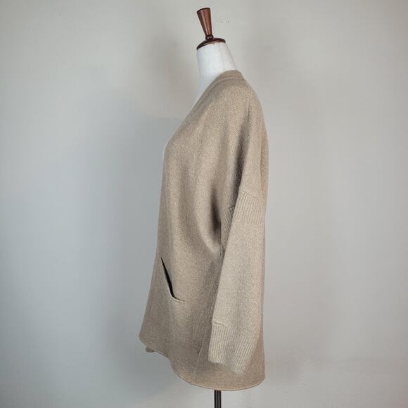 Daily Ritual Sweater Medium Tan Open Front Cardigan Pockets Cozy Boucle Knit NEW - Picture 5 of 9